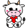 Cute cow holding heart