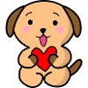 Cute dog holding heart