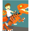 Halloween Dino Boy Riding Dinosaurs
