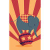 Retro -Elefant Einradfahrer Gift
