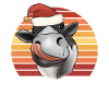 Weihnachtskuh Kuh mit Weihnachtsmütze Retro