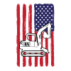 excavator with USA flag