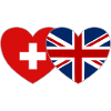 Switzerland England Flag Heart