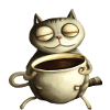 Cat is drinking a coffee