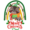 Christmas Raccoon wishes Merry Christmas