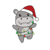 Hippo Christmas Winter Animals Hippos