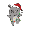Rhinoceros Christmas Winter Animals Rhinos