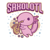 Saxolotl, axolotl plays saxophone.