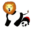 panda play with lion