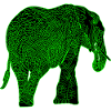 Éléphant vert noir, abstrait, fou