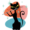 Retro Cat Flute Player, Mid Century Modern