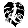 Salamander and leaf