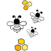 Bees with honeycomb