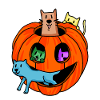 Halloween pumpkin with cats