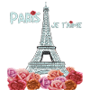 I love Paris-flowers-Eiffel Tower-roses-French-