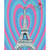 Eiffel Tower-Retro Heart-Paris-Roses-French Lie