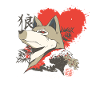Retro-japan-wolf Große Kanagawa-welle