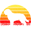 Schapendoes Dog Sunrise Vintage Silhouette