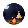 Camping im Licht des Lagerfeuers