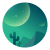 Night desert with cactus