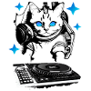 DJ cat with mixer