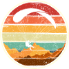 Sunset Surfer Badge Circle