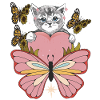 Cat with Heart-Sunflower-Love-Cat-Butterfly