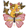 Katze mit Schmetterlings-Sonnenblume-nette Katzen-