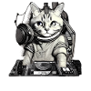 DJ cat with mixer