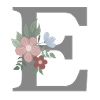 Letter E with flower grey
