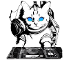 DJ cat with mixer