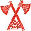 Axes and red Viking symbol