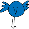 Playful bird face with blue accent