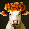 The Cow with Autumn Flowers
