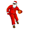 Santa Claus plays basketball