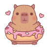 Cute Capybara With Donut