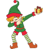 Dabbing Elf with gift
