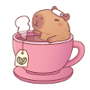 Cute Capybara Relaxing With Tea