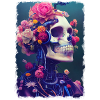 Merging of flowers and skull