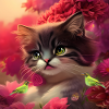 Cute kitten with birds
