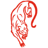 Red panther silhouette