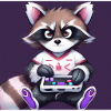 Kaweii Racoon Playing Computer Games