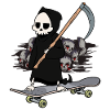 Skateboard Grim Reaper Closing Time End Horror Death