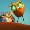 Cat and owl - T-shirt