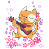 Cat plays guitar