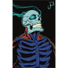 Flaming skeleton in a cape