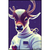 Reindeer Astronaut Future Sci-Fi Technology