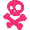 Pink skull with bone