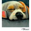 Lazy dog robot sleeping