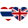 Thaïlande Angleterre Flag Heart